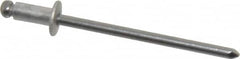 Marson - Button Head Aluminum Open End Blind Rivet - Steel Mandrel, 1/32" to 1/8" Grip, 1/4" Head Diam, 0.129" to 0.133" Hole Diam, 0.275" Length Under Head, 1/8" Body Diam - Caliber Tooling