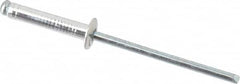 Marson - Button Head Aluminum Open End Blind Rivet - Steel Mandrel, 0.376" to 1/2" Grip, 1/4" Head Diam, 0.129" to 0.133" Hole Diam, 0.65" Length Under Head, 1/8" Body Diam - Caliber Tooling