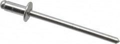 Marson - Button Head Aluminum Open End Blind Rivet - Aluminum Mandrel, 1/32" to 1/8" Grip, 1/4" Head Diam, 0.129" to 0.133" Hole Diam, 0.275" Length Under Head, 1/8" Body Diam - Caliber Tooling