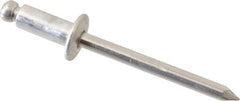 Marson - Button Head Aluminum Open End Blind Rivet - Aluminum Mandrel, 3/16" to 1/4" Grip, 3/8" Head Diam, 0.192" to 0.196" Hole Diam, 0.45" Length Under Head, 3/16" Body Diam - Caliber Tooling