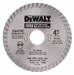 DeWALT - 4" Diam, 7/8" Arbor Hole Diam, Wet & Dry Cut Saw Blade - Diamond-Tipped, Standard Round Arbor - Caliber Tooling