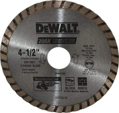 DeWALT - 4-1/2" Diam, 7/8" Arbor Hole Diam, Wet & Dry Cut Saw Blade - Diamond-Tipped, Standard Round Arbor - Caliber Tooling