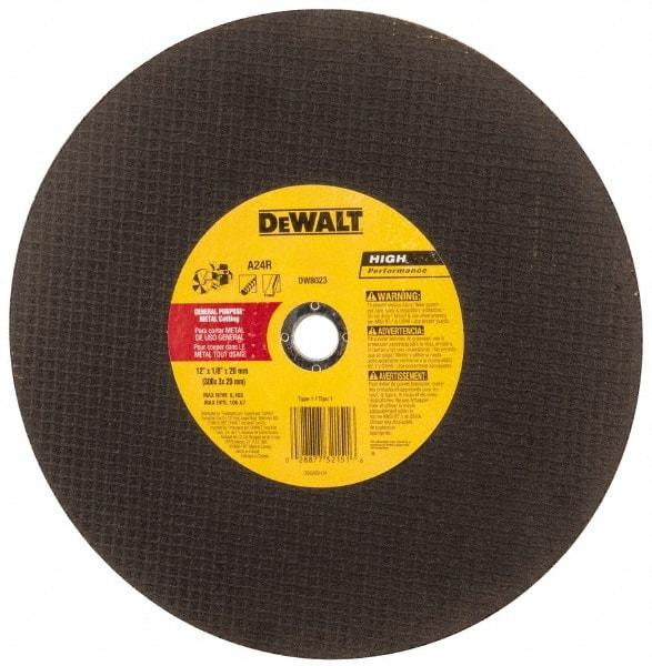 DeWALT - 12" Aluminum Oxide Cutoff Wheel - 1/8" Thick, 20mm Arbor, 6,400 Max RPM, Use with Circular Saws - Caliber Tooling