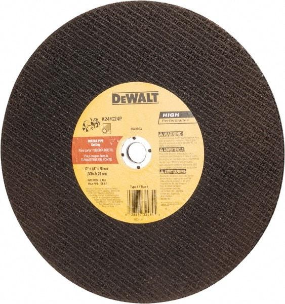 DeWALT - 12" Aluminum Oxide/Silicon Carbide Blend Cutoff Wheel - 1/8" Thick, 20mm Arbor, 6,400 Max RPM, Use with Circular Saws - Caliber Tooling