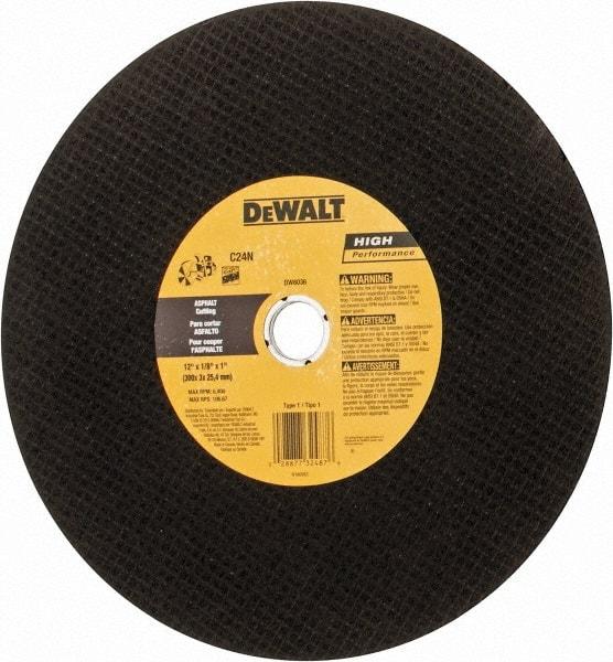 DeWALT - 12" Silicon Carbide Cutoff Wheel - 5/32" Thick, 1" Arbor, 6,400 Max RPM, Use with Circular Saws - Caliber Tooling