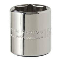 Proto - 1/4" Drive, Standard Hand Socket - 6 Points, 7/8" OAL, Alloy Steel, Chrome Finish - Caliber Tooling