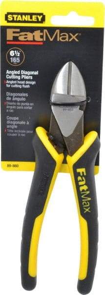 Stanley - 6-1/2" OAL, Diagonal Cutter - 7/8" Jaw Length x 1" Jaw Width, Oval/Angled Head, Double Injection Molded Handle - Caliber Tooling