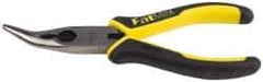 Stanley - 6-3/4" OAL, 1-13/16" Jaw Length x 11/16" Jaw Width, Long Nose Side Cutting Bent Nose Pliers - Serrated Jaw, Double Injection Molded Handles - Caliber Tooling