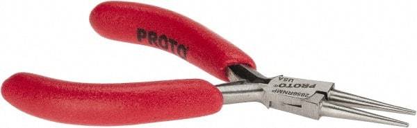 Proto - 4-1/2" OAL, 1-3/64" Jaw Length x 27/64" Jaw Width, Long Nose Mini Pliers - Standard Jaw, Round Nose Head, ESD Cushion Handles, with Spring - Caliber Tooling