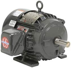 US Motors - 10 hp, TEFC Enclosure, No Thermal Protection, 1,185 RPM, 230/460 Volt, 60 Hz, Three Phase Premium Efficient Motor - Size 256 Frame, Rigid Mount, 1 Speed, Ball Bearings, 25/12.5 Full Load Amps, F Class Insulation, Reversible - Caliber Tooling