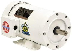 US Motors - 3/4 hp, TENV Enclosure, No Thermal Protection, 3,450 RPM, 208-230/460 Volt, 60 Hz, Three Phase Energy Efficient Motor - Size 56C Frame, C-Face/Base Mount, 1 Speed, Ball Bearings, 2.4-2.2/1.1 Full Load Amps, F Class Insulation, Reversible - Caliber Tooling