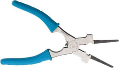 Harris Products - 8-1/2" OAL, 1-3/4" Jaw Length, Long Nose Side Cutting Welder's Pliers - Serrated Jaw, Needle Nose Head, Insulated Handles, with Spring - Caliber Tooling