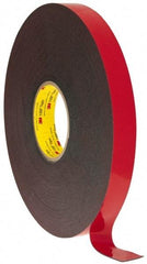 3M - 1" x 36 Yd Acrylic Adhesive Double Sided Tape - 45 mil Thick, Black, Acrylic Foam Liner, Continuous Roll, Series 5952 - Caliber Tooling