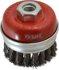 Value Collection - 3" Diam, 5/8-11 Threaded Arbor, Steel Fill Cup Brush - 0.0137 Wire Diam, 11,000 Max RPM - Caliber Tooling