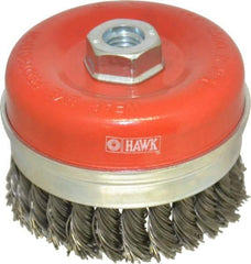 Value Collection - 4" Diam, 5/8-11 Threaded Arbor, Steel Fill Cup Brush - 0.0314 Wire Diam, 8,500 Max RPM - Caliber Tooling