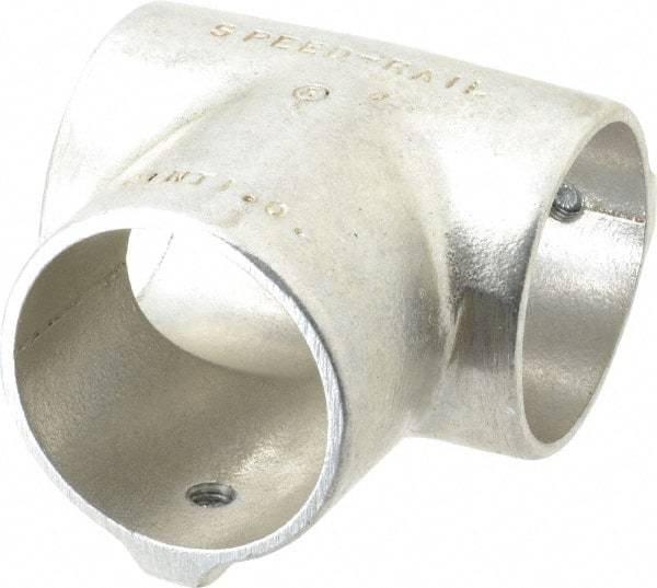 Hollaender - 2" Pipe, 90° Three Socket Tee, Aluminum Alloy Tee Pipe Rail Fitting - Bright Finish - Caliber Tooling