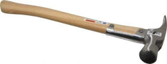 Stanley - 1-3/8 Lb Head, Straight Framing Hammer - 18" OAL, 1-1/2" Face Diam, Checkered Face, Wood Handle - Caliber Tooling