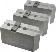 Abbott Workholding Products - 12" & Up Chuck Capacity, Tongue & Groove Attachment, Square Soft Lathe Chuck Jaw - 3 Jaws, Aluminum, 2-1/2" Btw Mount Hole Ctrs, 5-1/2" Long x 2" Wide x 3" High, 1/2" Groove, 1/2" Fastener - Caliber Tooling