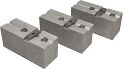 Abbott Workholding Products - 15 to 18" Chuck Capacity, Tongue & Groove Attachment, Square Soft Lathe Chuck Jaw - 3 Jaws, Aluminum, 3" Btw Mount Hole Ctrs, 6-1/2" Long x 2-1/2" Wide x 3" High, 1/2" Groove, 3/4" Fastener - Caliber Tooling