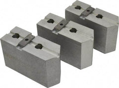 Abbott Workholding Products - 15 to 18" Chuck Capacity, Tongue & Groove Attachment, Square Soft Lathe Chuck Jaw - 3 Jaws, Aluminum, 3" Btw Mount Hole Ctrs, 6-1/2" Long x 2-1/2" Wide x 4" High, 1/2" Groove, 3/4" Fastener - Caliber Tooling