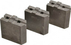 Abbott Workholding Products - 6" & Up Chuck Capacity, Tongue & Groove Attachment, Square Soft Lathe Chuck Jaw - 3 Jaws, Steel, 1-1/2" Btw Mount Hole Ctrs, 3" Long x 1-1/4" Wide x 3" High, 5/16" Groove, 3/8" Fastener - Caliber Tooling