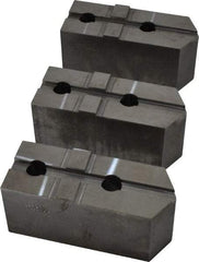 Abbott Workholding Products - 15 to 18" Chuck Capacity, Tongue & Groove Attachment, Square Soft Lathe Chuck Jaw - 3 Jaws, Steel, 3" Btw Mount Hole Ctrs, 6-1/2" Long x 2-1/2" Wide x 3" High, 1/2" Groove, 3/4" Fastener - Caliber Tooling