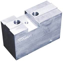 Abbott Workholding Products - 15 to 24" Chuck Capacity, Tongue & Groove Attachment, Square Soft Lathe Chuck Jaw - 3 Jaws, Aluminum, 3" Btw Mount Hole Ctrs, 8-1/4" Long x 3" Wide x 4" High, 7/8" & 7/8" Fastener - Caliber Tooling