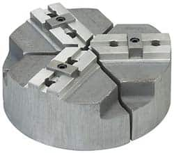 Abbott Workholding Products - 18" & Up Chuck Capacity, Tongue & Groove Attachment, Round Soft Lathe Chuck Jaw - 3 Jaws, Cast Aluminum, 3" Btw Mount Hole Ctrs, 24" Wide x 3" High, 1/2" Groove, 3/4" Fastener - Caliber Tooling