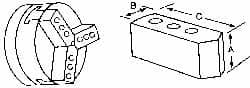 Abbott Workholding Products - 6" & Up Chuck Capacity, Northfield Attachment, Square Soft Lathe Chuck Jaw - 3 Jaws, Aluminum, 2.895mm Long x 1" Wide x 2" High - Caliber Tooling