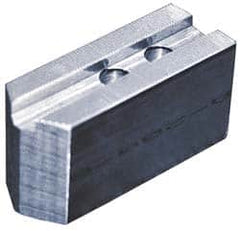 Abbott Workholding Products - 5" & Up Chuck Capacity, 1.5mm x 60° Serrated Attachment, Square Soft Lathe Chuck Jaw - 3 Jaws, Aluminum, 3/4" Btw Mount Hole Ctrs, 2-1/2" Long x 1" Wide x 1-1/2" High, 0.3937" Groove, 0.315" & 8mm Fastener - Caliber Tooling