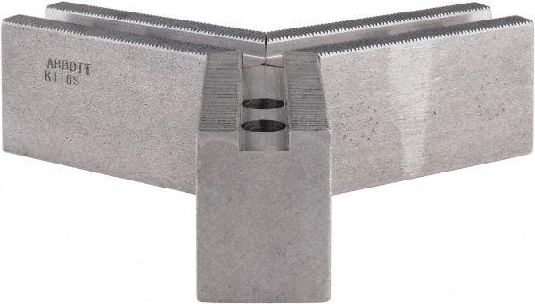 Abbott Workholding Products - 8" & Up Chuck Capacity, 1.5mm x 60° Serrated Attachment, Square Soft Lathe Chuck Jaw - 3 Jaws, Steel, 63/64" Btw Mount Hole Ctrs, 4" Long x 1-1/2" Wide x 2" High, 0.5512" Groove, 0.4724" & 12mm Fastener - Caliber Tooling