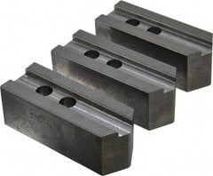 Abbott Workholding Products - 12" & Up Chuck Capacity, 1.5mm x 60° Serrated Attachment, Square Soft Lathe Chuck Jaw - 3 Jaws, Steel, 1.1811" Btw Mount Hole Ctrs, 5-1/2" Long x 2" Wide x 2" High, 0.8268" Groove, 0.6299" & 16mm Fastener - Caliber Tooling