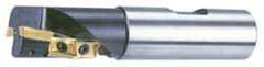 Cutting Tool Technologies - 3/4" Cut Diam, 1.15" Max Depth of Cut, 3/4" Shank Diam, 3-1/2" OAL, Indexable Square Shoulder Helical End Mill - APKT 1003... Inserts, Weldon Shank, 90° Lead Angle - Caliber Tooling