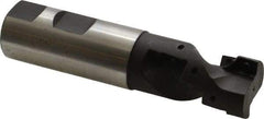 Cutting Tool Technologies - 1" Cut Diam, 1-1/2" Max Depth of Cut, 1" Shank Diam, 4-1/4" OAL, Indexable Square Shoulder Helical End Mill - APKT 1003... Inserts, Weldon Shank, 90° Lead Angle - Caliber Tooling