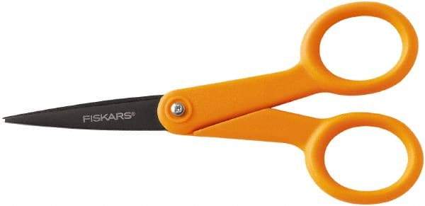 Fiskars - 1-13/16" LOC, 4-15/16" OAL Coated Stainless Steel Non Stick Scissors - Ambidextrous, Plastic Straight Handle, For General Purpose Use - Caliber Tooling