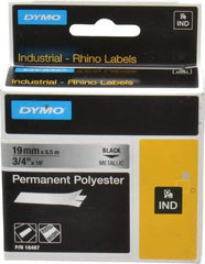 Rhino - 216" Long, Metallized Silver Polyester Metallized Tape - For DYMO Brand Labeling Equipment Designed for "D1" Tapes (Check Width Compatibility) - Caliber Tooling