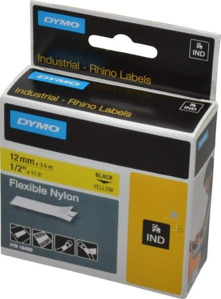 Rhino - 138" Long, Yellow Nylon Flexible Tape - For DYMO Brand Labeling Equipment Designed for "D1" Tapes (Check Width Compatibility) - Caliber Tooling