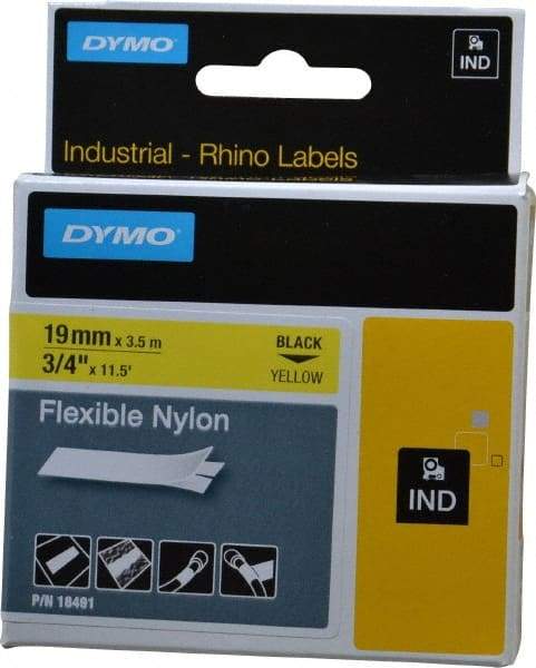 Rhino - 138" Long, Yellow Nylon Flexible Tape - For DYMO Brand Labeling Equipment Designed for "D1" Tapes (Check Width Compatibility) - Caliber Tooling