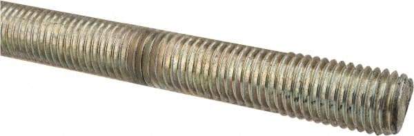 Made in USA - 3/4-10 UNC (Coarse), 2' Long, Low Carbon Steel Threaded Rod - Zinc-Plated Finish, Right Hand Thread - Caliber Tooling