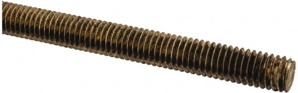 Made in USA - 3/8-16 UNC (Coarse), 2' Long, Brass Threaded Rod - Right Hand Thread - Caliber Tooling