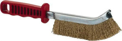 JAZ USA - Brass Coated Steel Crimped Wire Scratch Brush - 5" Brush Length x 5" Brush Width, 10" OAL, 1-1/8" Trim Length, Plastic Handle - Caliber Tooling