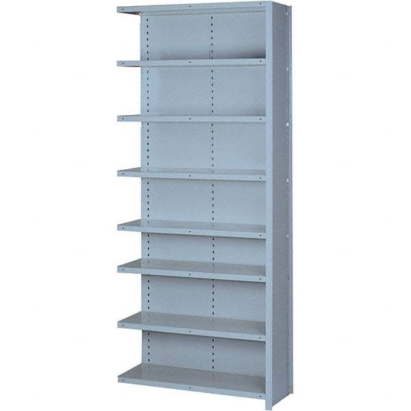 Lyon - 8 Shelf, 1,300 Lb. Capacity, Closed Shelving Add-On Unit - 36 Inch Wide x 18 Inch Deep x 84 Inch High, Gray - Caliber Tooling