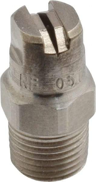 Bete Fog Nozzle - 1/8" Pipe, 120° Spray Angle, Grade 303 Stainless Steel, Standard Fan Nozzle - Male Connection, 0.79 Gal per min at 100 psi, 0.057" Orifice Diam - Caliber Tooling