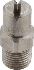 Bete Fog Nozzle - 1/8" Pipe, 90° Spray Angle, Grade 303 Stainless Steel, Standard Fan Nozzle - Male Connection, 1.58 Gal per min at 100 psi, 0.08" Orifice Diam - Caliber Tooling