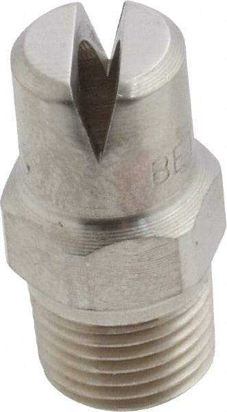 Bete Fog Nozzle - 1/8" Pipe, 120° Spray Angle, Grade 303 Stainless Steel, Standard Fan Nozzle - Male Connection, 6.32 Gal per min at 100 psi, 5/32" Orifice Diam - Caliber Tooling