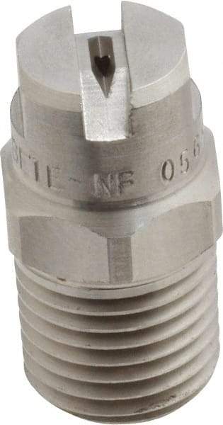 Bete Fog Nozzle - 1/4" Pipe, 65° Spray Angle, Grade 303 Stainless Steel, Standard Fan Nozzle - Male Connection, 0.79 Gal per min at 100 psi, 0.057" Orifice Diam - Caliber Tooling