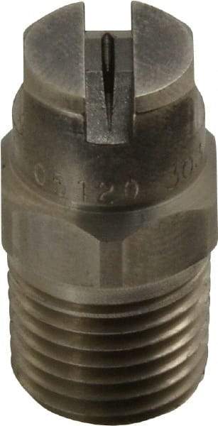 Bete Fog Nozzle - 1/4" Pipe, 120° Spray Angle, Grade 303 Stainless Steel, Standard Fan Nozzle - Male Connection, 0.79 Gal per min at 100 psi, 0.057" Orifice Diam - Caliber Tooling