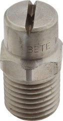 Bete Fog Nozzle - 1/4" Pipe, 90° Spray Angle, Grade 303 Stainless Steel, Standard Fan Nozzle - Male Connection, 2.37 Gal per min at 100 psi, 3/32" Orifice Diam - Caliber Tooling