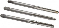 Interstate - #6-40 UNF, 3 Flute, Bottoming, Plug & Taper, Bright Finish, High Speed Steel Tap Set - Right Hand Cut, 2" OAL, 11/16" Thread Length - Caliber Tooling