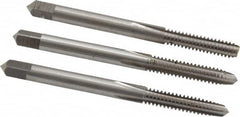 Interstate - #10-24 UNC, 4 Flute, Bottoming, Plug & Taper, Bright Finish, High Speed Steel Tap Set - Right Hand Cut, 2-3/8" OAL, 7/8" Thread Length - Caliber Tooling